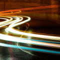 Long exposure of cars driving on a road.